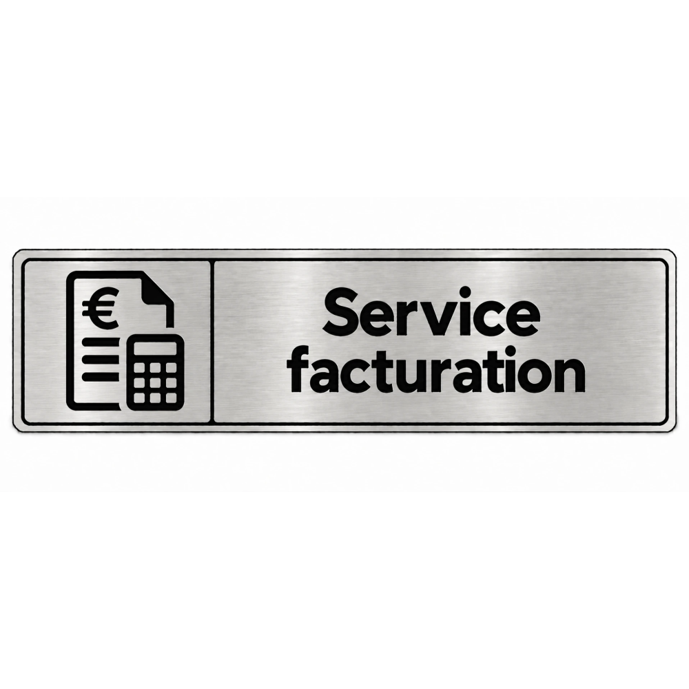 Plaque de porte Service Facturation PVC Argent Brossé - signalétique de bureau - Immograv