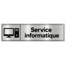 Plaque de porte Service Informatique PVC Argent Brossé - signalétique de bureau - Immograv