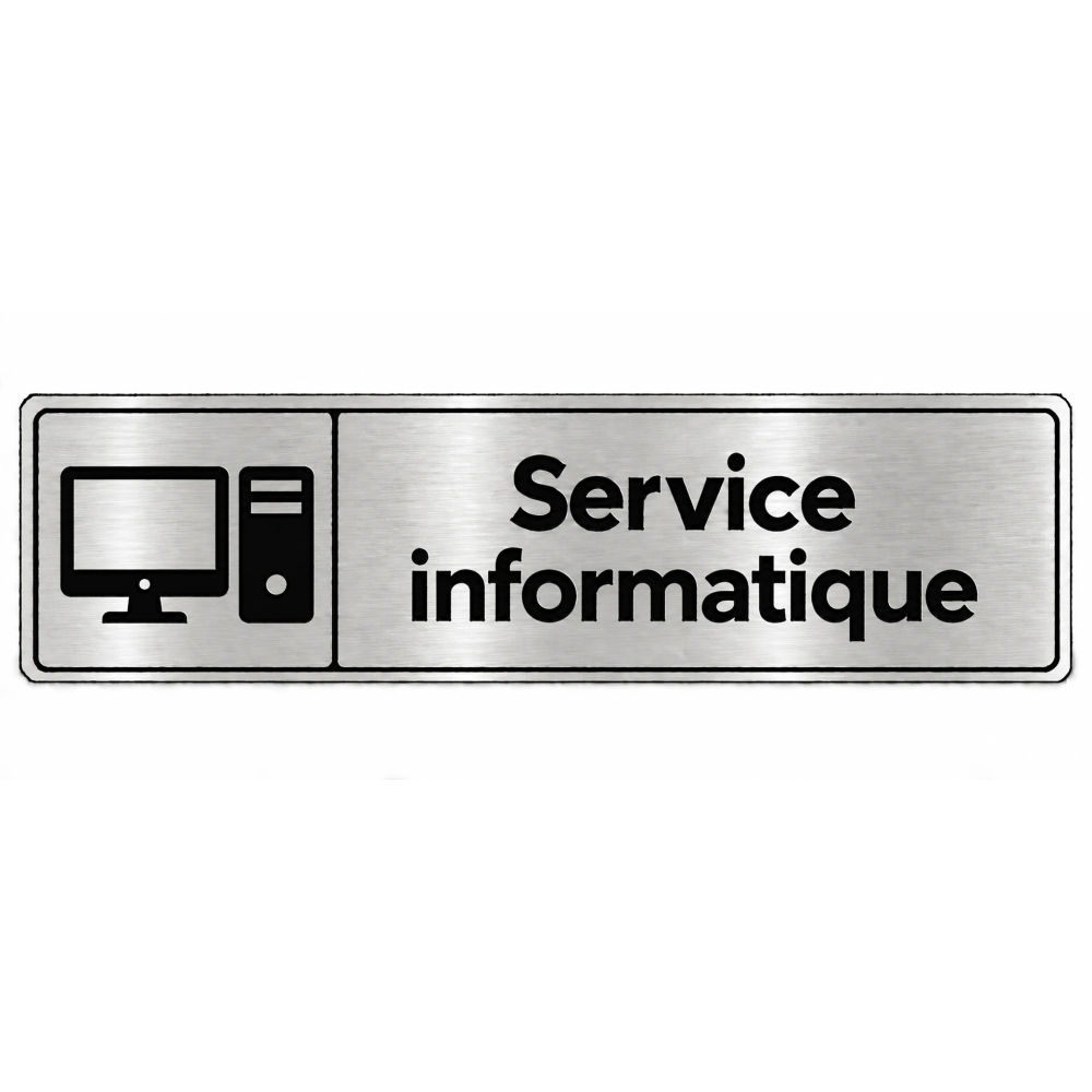 Plaque de porte Service Informatique PVC Argent Brossé - signalétique de bureau - Immograv