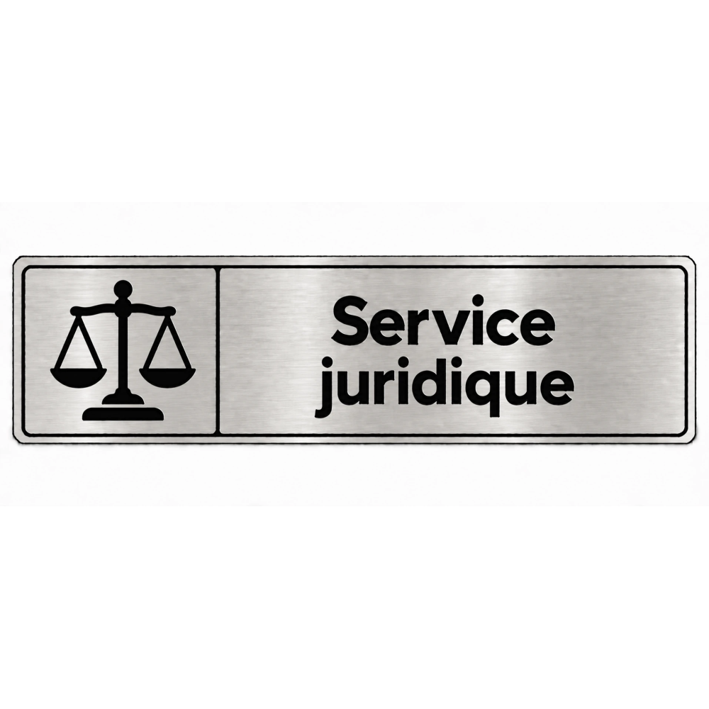 Plaque de porte Service Juridique PVC Argent Brossé - signalétique de bureau - Immograv