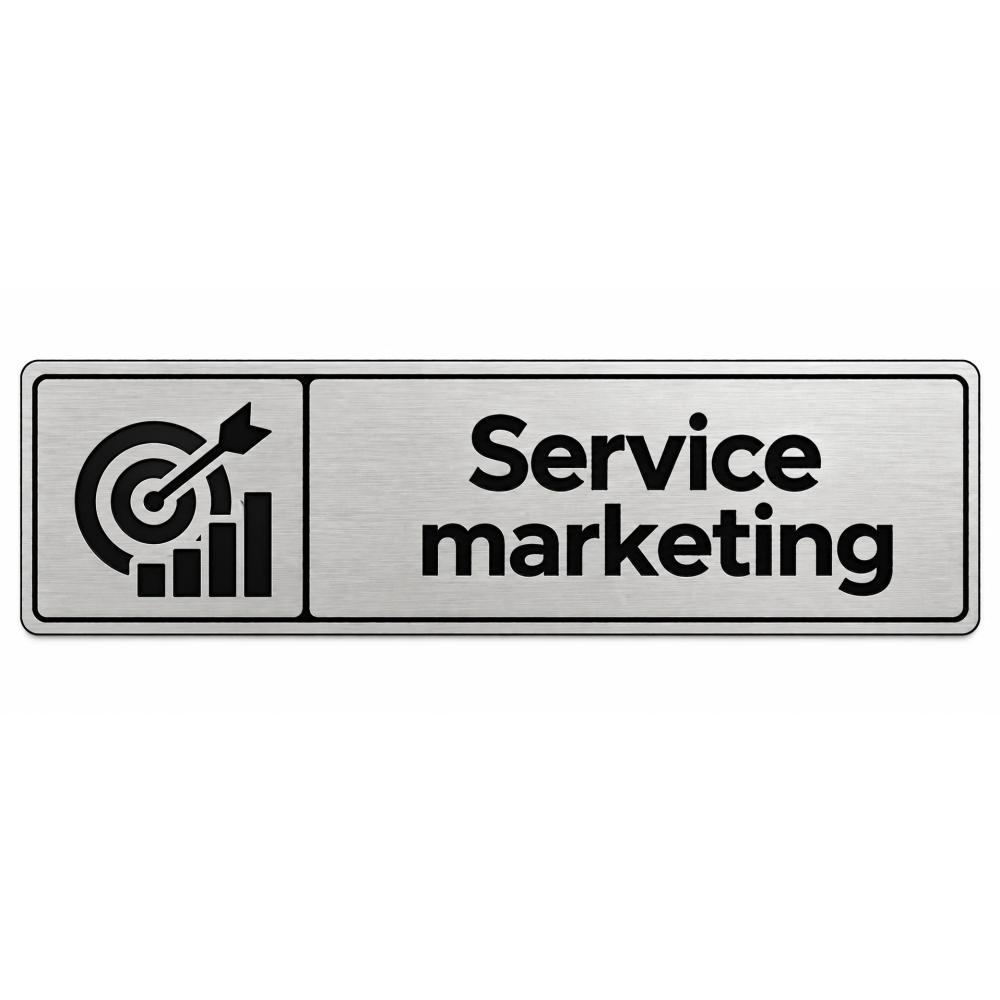 Plaque de porte Service Marketing PVC Argent Brossé - signalétique de bureau - Immograv