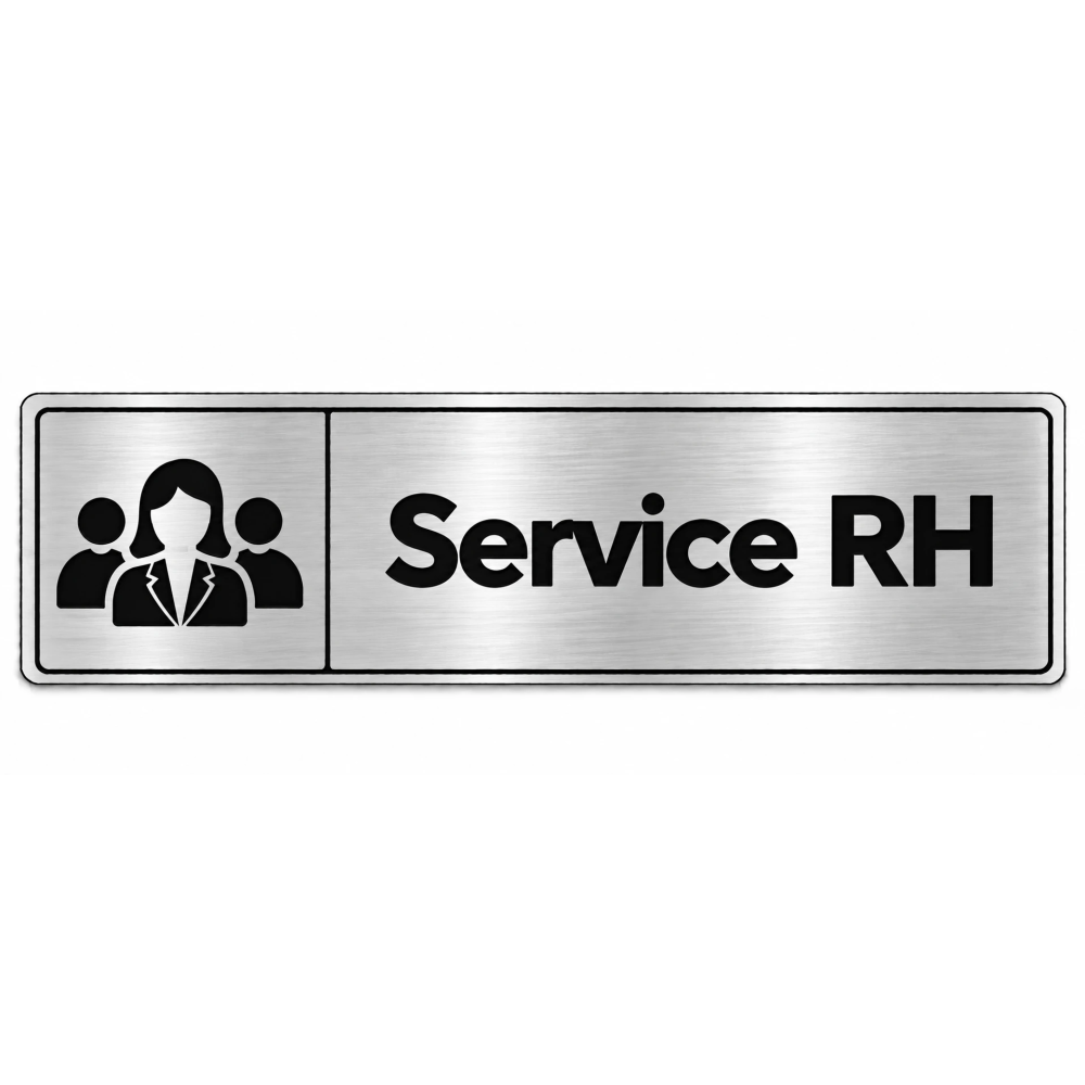 Plaque de porte Service RH PVC Argent Brossé - signalétique de bureau - Immograv