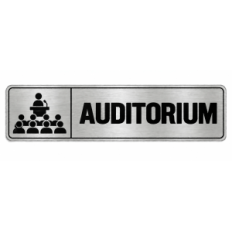 Plaque de porte Auditorium PVC Argent Brossé - signalétique salle professionnelle - Immograv