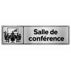 Plaque de porte Salle de Conférence PVC Argent Brossé - signalétique salle professionnelle - Immograv