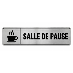 Plaque de porte Salle de Pause PVC Argent Brossé - signalétique salle professionnelle - Immograv