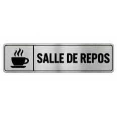 Plaque de porte Salle de Repos PVC Argent Brossé - signalétique salle professionnelle - Immograv