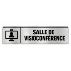 Plaque de porte Salle de Visioconférence PVC Argent Brossé - signalétique salle professionnelle - Immograv