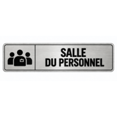 Plaque de porte Salle du Personnel PVC Argent Brossé - signalétique salle professionnelle - Immograv