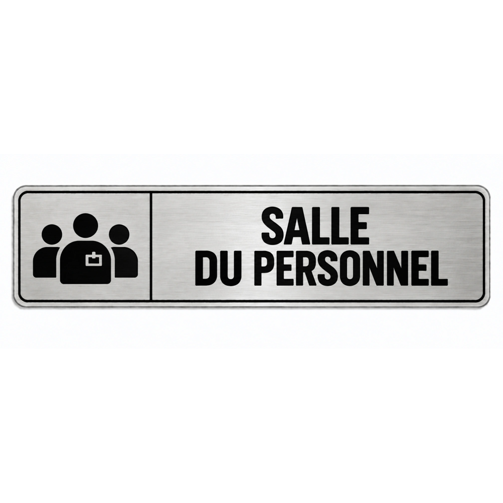 Plaque de porte Salle du Personnel PVC Argent Brossé - signalétique salle professionnelle - Immograv