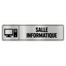 Plaque de porte Salle Informatique PVC Argent Brossé - signalétique salle professionnelle - Immograv