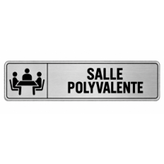 Plaque de porte Salle Polyvalente PVC Argent Brossé - signalétique salle professionnelle - Immograv