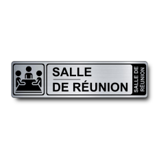 Plaque de porte Salle de Réunion PVC argent brossé - Immograv