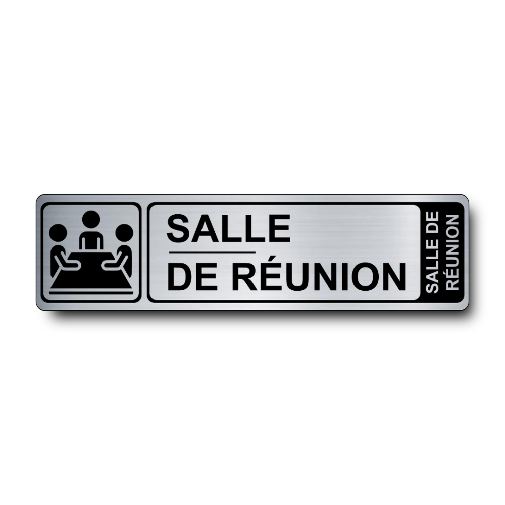 Plaque de porte Salle de Réunion PVC argent brossé - Immograv