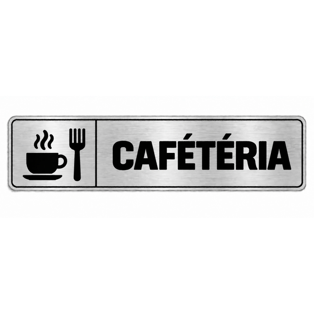 Plaque de porte Cafétéria PVC Argent Brossé - signalétique espace professionnel - Immograv