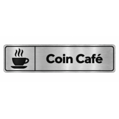 Plaque de porte Coin Café PVC Argent Brossé - signalétique espace professionnel - Immograv