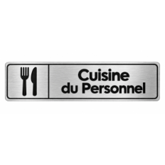 Plaque de porte Cuisine du Personnel PVC Argent Brossé - signalétique espace professionnel - Immograv