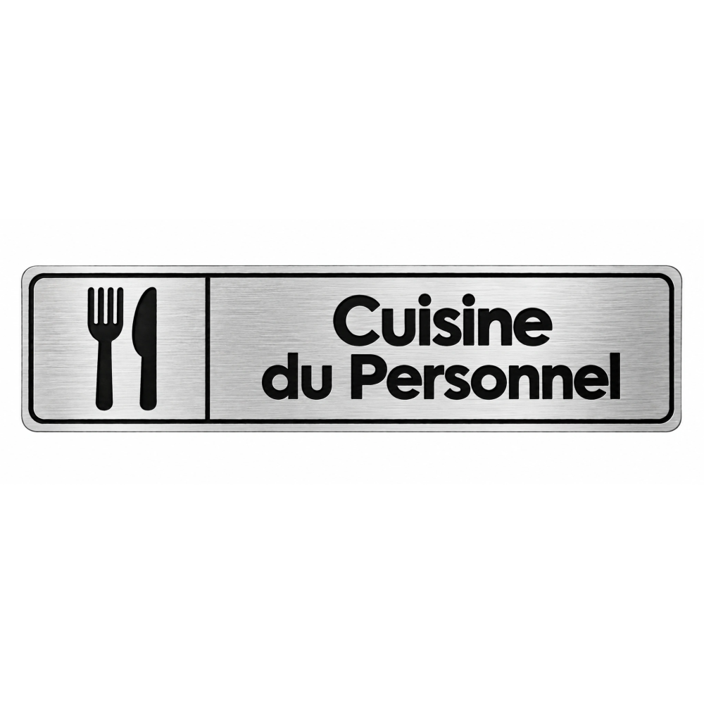 Plaque de porte Cuisine du Personnel PVC Argent Brossé - signalétique espace professionnel - Immograv