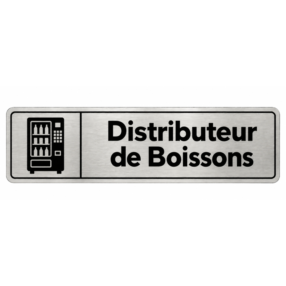 Plaque de porte Distributeur de Boissons PVC Argent Brossé - signalétique espace professionnel - Immograv