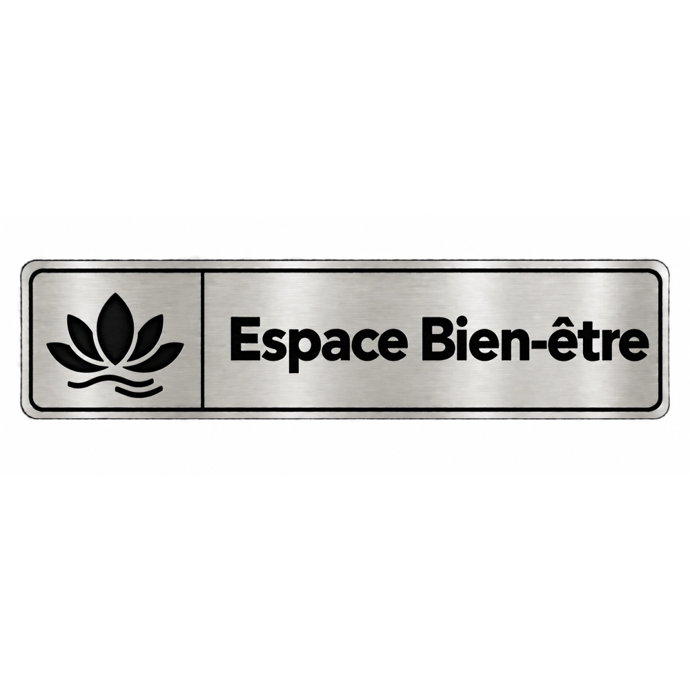 Plaque de porte Espace Bien-être PVC Argent Brossé - signalétique espace professionnel - Immograv