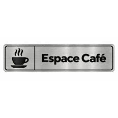 Plaque de porte Espace Café PVC Argent Brossé - signalétique espace professionnel - Immograv