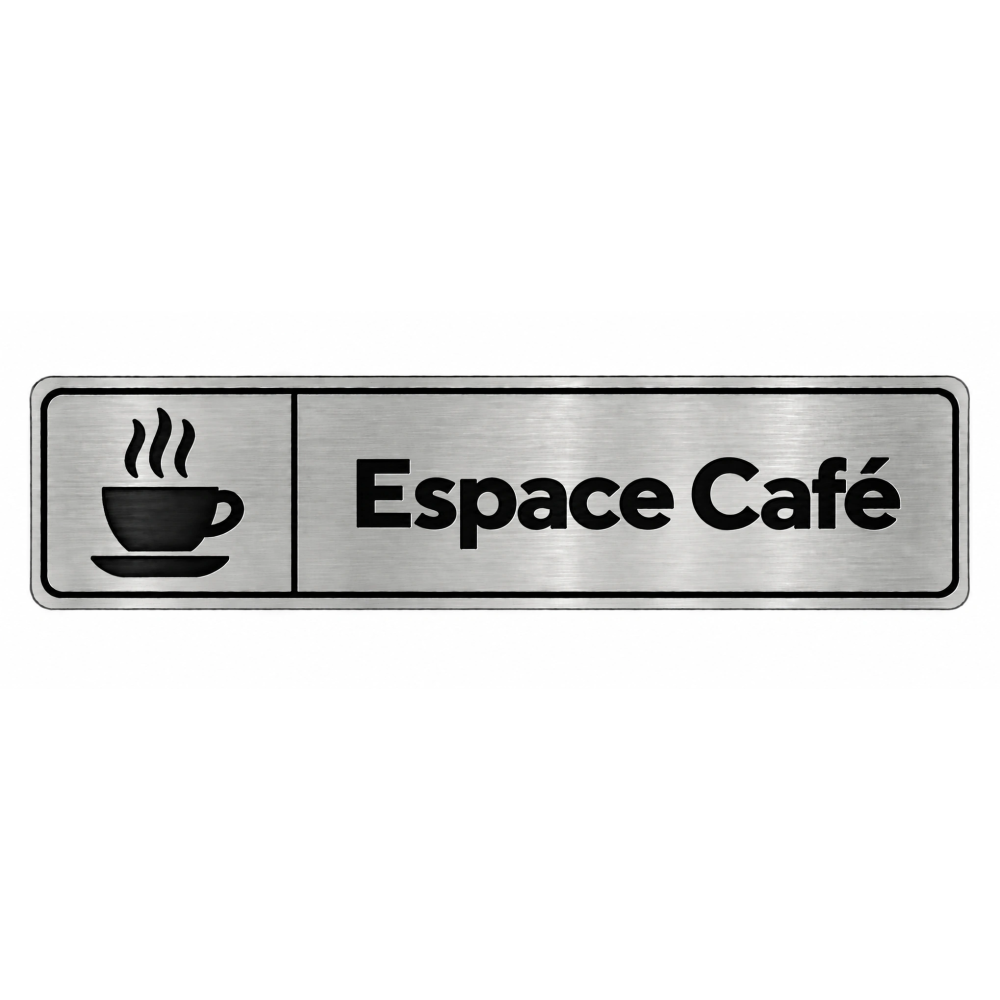 Plaque de porte Espace Café PVC Argent Brossé - signalétique espace professionnel - Immograv