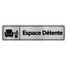 Plaque de porte Espace Détente PVC Argent Brossé - signalétique espace professionnel - Immograv