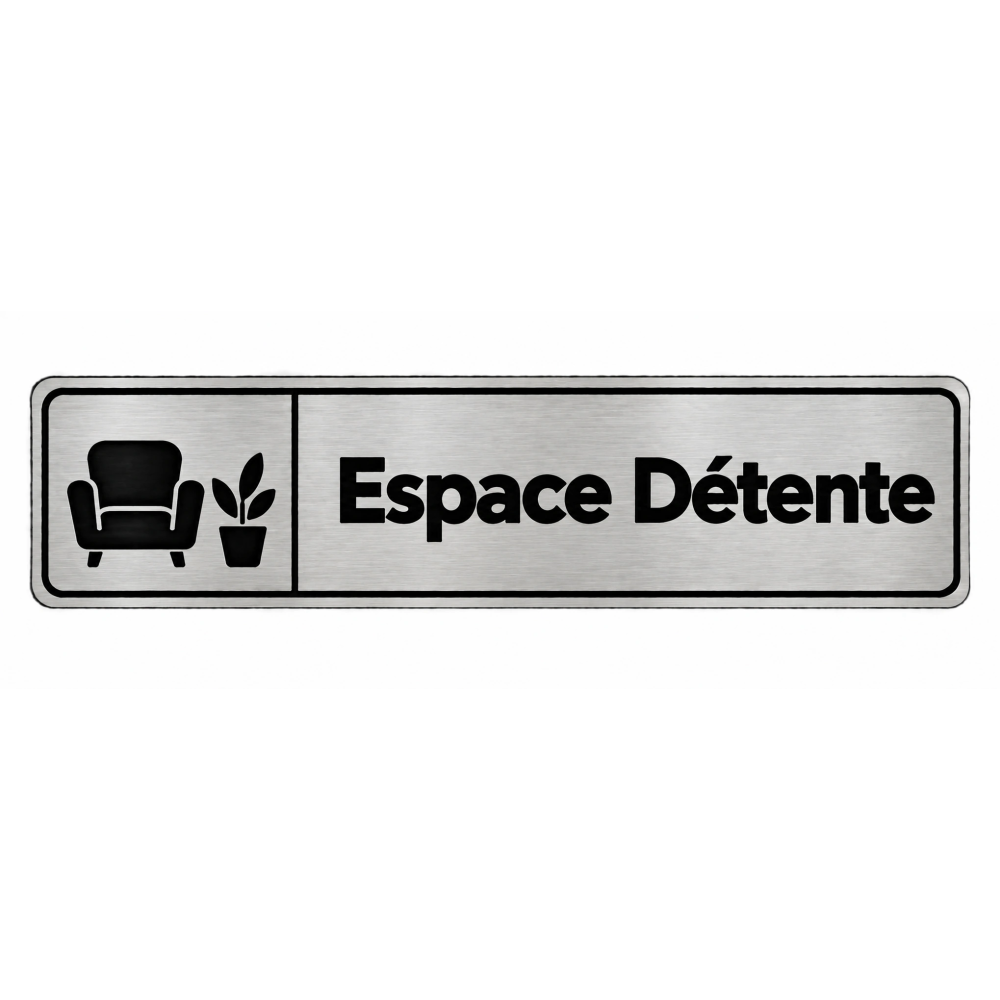 Plaque de porte Espace Détente PVC Argent Brossé - signalétique espace professionnel - Immograv