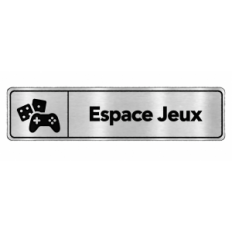 Plaque de porte Espace Jeux PVC Argent Brossé - signalétique espace professionnel - Immograv