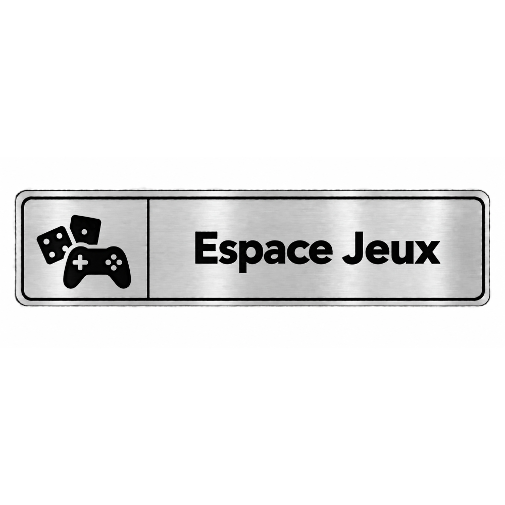 Plaque de porte Espace Jeux PVC Argent Brossé - signalétique espace professionnel - Immograv