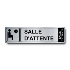 Plaque de porte salle d'attente PVC argent brossé - Immograv
