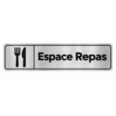 Plaque de porte Espace Repas PVC Argent Brossé - signalétique espace professionnel - Immograv