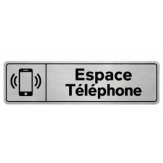 Plaque de porte Espace Téléphone PVC Argent Brossé - signalétique espace professionnel - Immograv