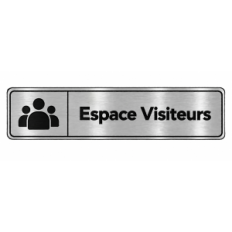 Plaque de porte Espace Visiteurs PVC Argent Brossé - signalétique espace professionnel - Immograv