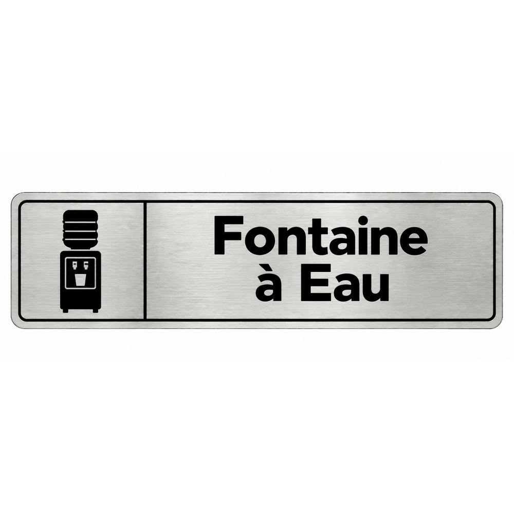 Plaque de porte Fontaine à Eau PVC Argent Brossé - signalétique espace professionnel - Immograv