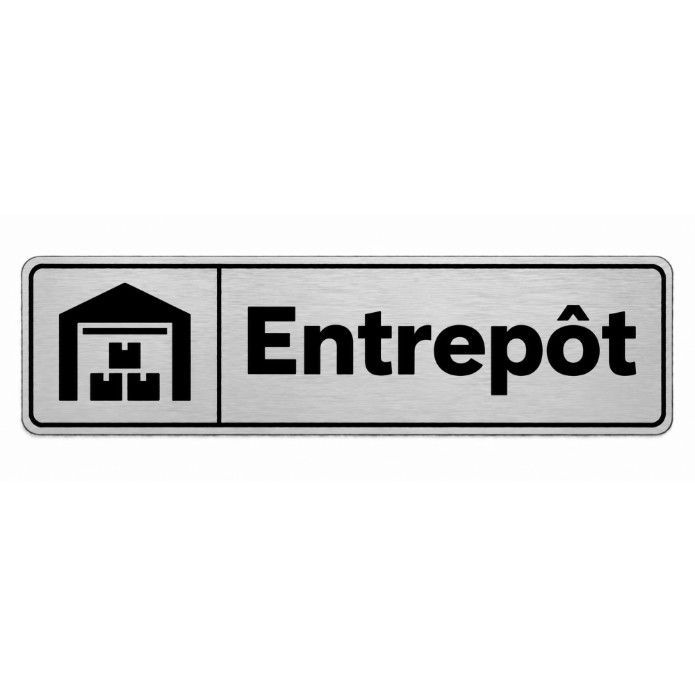 Plaque de porte Entrepôt PVC Argent Brossé - signalétique stockage et réserve - Immograv