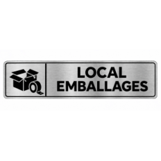 Plaque de porte Local Emballages PVC Argent Brossé - signalétique stockage et réserve - Immograv