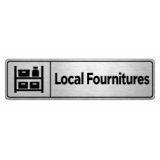 Plaque de porte Local Fournitures PVC Argent Brossé - signalétique stockage et réserve - Immograv