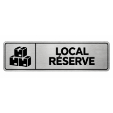 Plaque de porte Local Réserve PVC Argent Brossé - signalétique stockage et réserve - Immograv