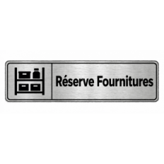 Plaque de porte Réserve Fournitures PVC Argent Brossé - signalétique stockage et réserve - Immograv