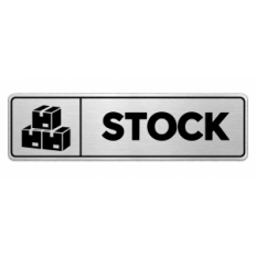 Plaque de porte Stock PVC Argent Brossé - signalétique stockage et réserve - Immograv