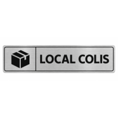 Plaque de porte Local Colis PVC argent brossé - pictogramme carton fermé - Immograv