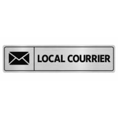 Plaque de porte Local Courrier PVC argent brossé - pictogramme enveloppe - Immograv