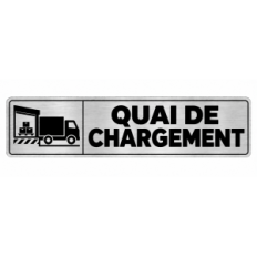 Plaque de porte Quai de Chargement PVC argent brossé - pictogramme camion positionné devant un quai avec palettes - Immograv