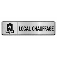 Plaque de porte Local Chauffage PVC argent brossé - signalétique installations et équipements de chauffage - Immograv
