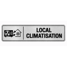 Plaque de porte Local Climatisation PVC argent brossé - signalétique équipements de climatisation - Immograv