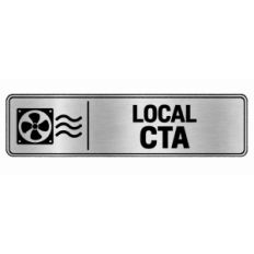 Plaque de porte Local CTA PVC argent brossé - signalétique centrale de traitement d’air et équipements aérauliques - Immograv