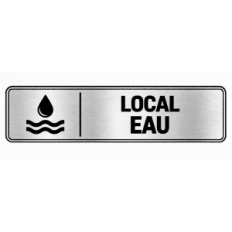 Plaque de porte Local Eau PVC argent brossé - signalétique installations et équipements liés à l’eau - Immograv