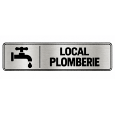 Plaque de porte Local Plomberie PVC argent brossé - signalétique installations et équipements de plomberie - Immograv