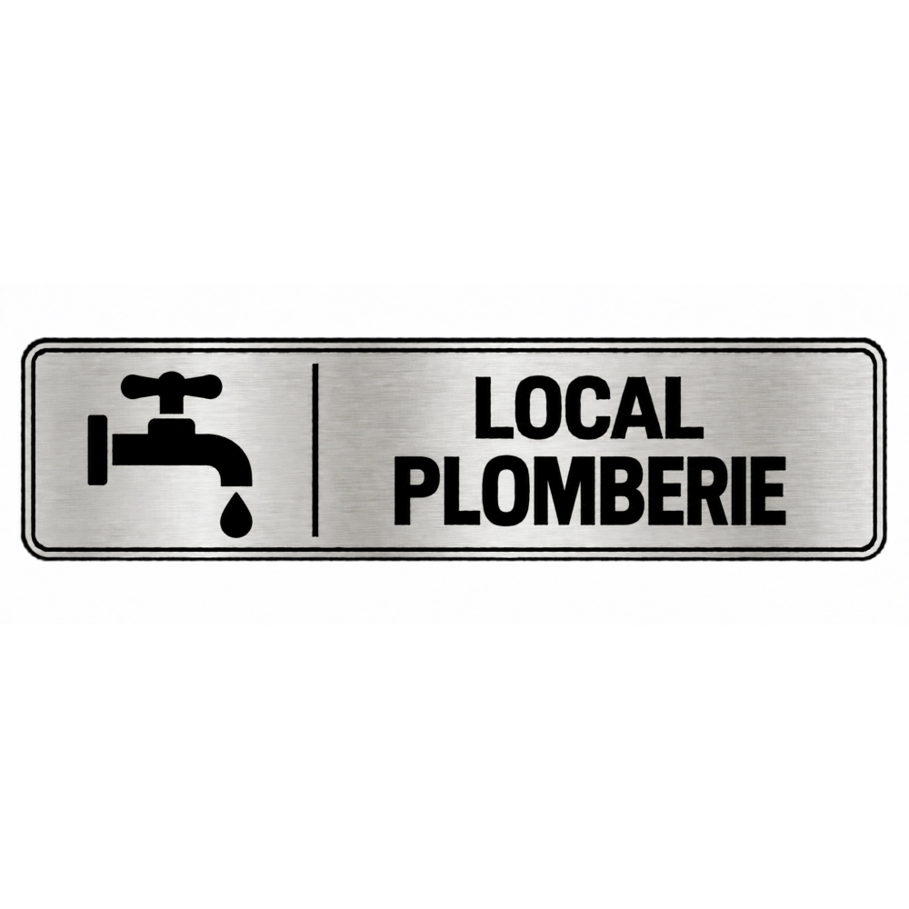 Plaque de porte Local Plomberie PVC argent brossé - signalétique installations et équipements de plomberie - Immograv