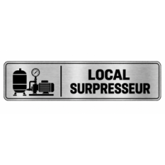 Plaque de porte Local Surpresseur PVC argent brossé - signalétique surpresseur et réseau de distribution d’eau - Immograv